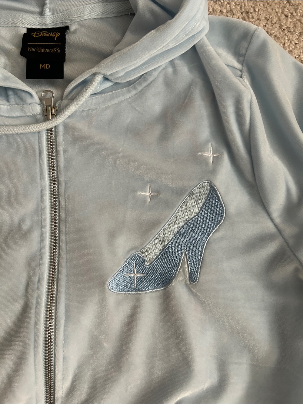 Light Blue Disney Zip-Up Hoodie with Hood and Pockets - Picture 2 of 5